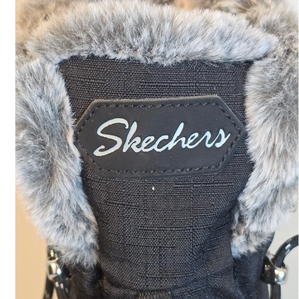 Skechers Trego Waterproof Snow Boots Women's 6.5 Black Faux Fur Trail Hiking